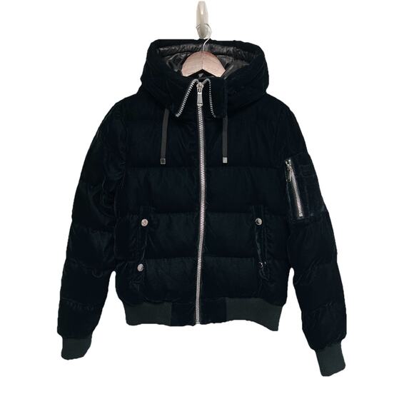 BCBGeneration Women Winter Down Velvet Puffer Coat Outerwear Emerald Green Small - Picture 2 of 16